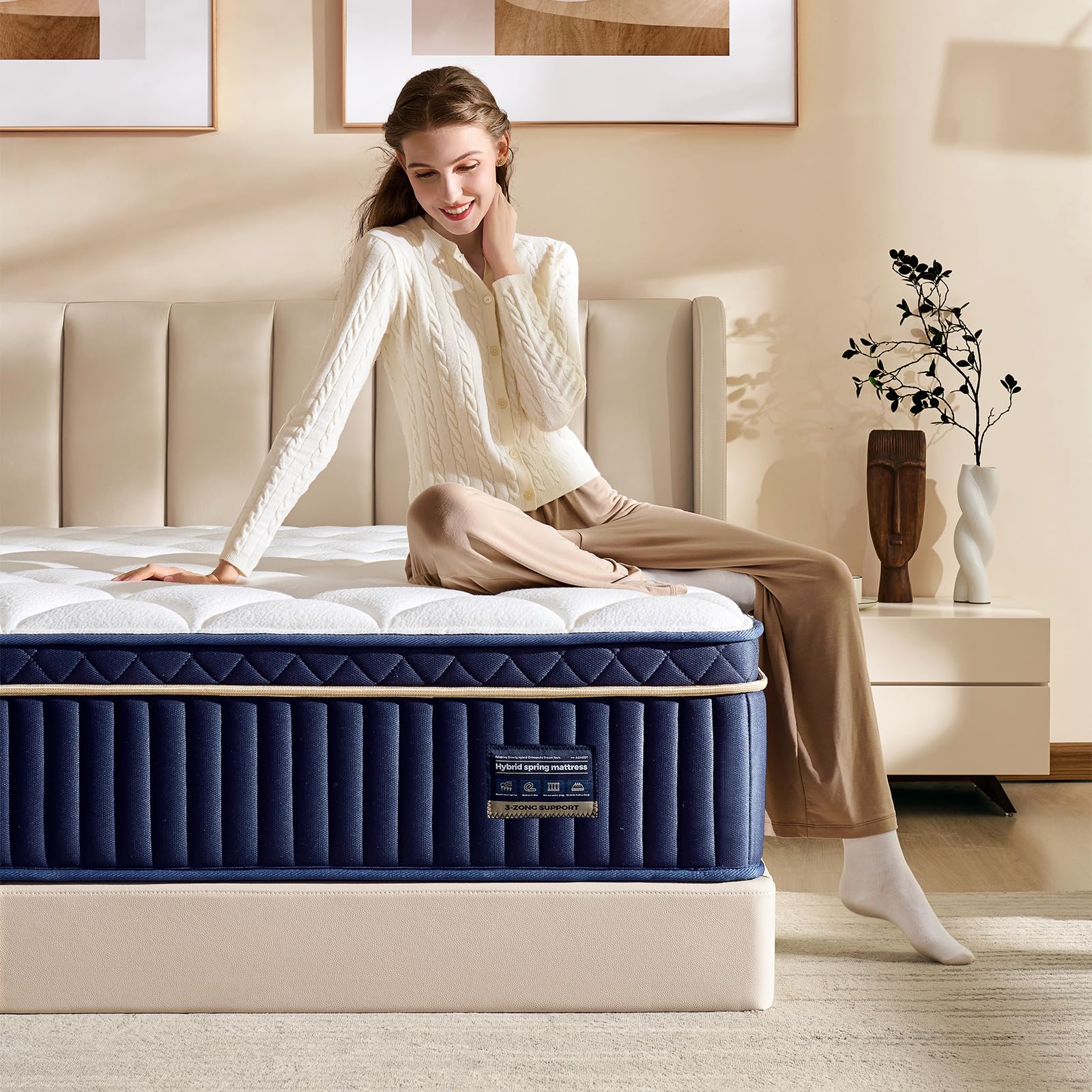 Photo 1 of Queen Mattress, 14 Inch Queen Size Hybrid Mattress in a Box, Medium Firm Memory Foam mattress, with Individual Pocket Springs, Upgrade Zoned Support