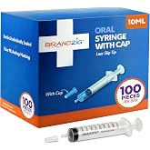 10ml Oral Syringe With Cap (100 Pack) | Oral Dispenser Without Needle, Luer Slip Tip | Individually Wrapped Medicine Dropper For Infants &amp; Pets