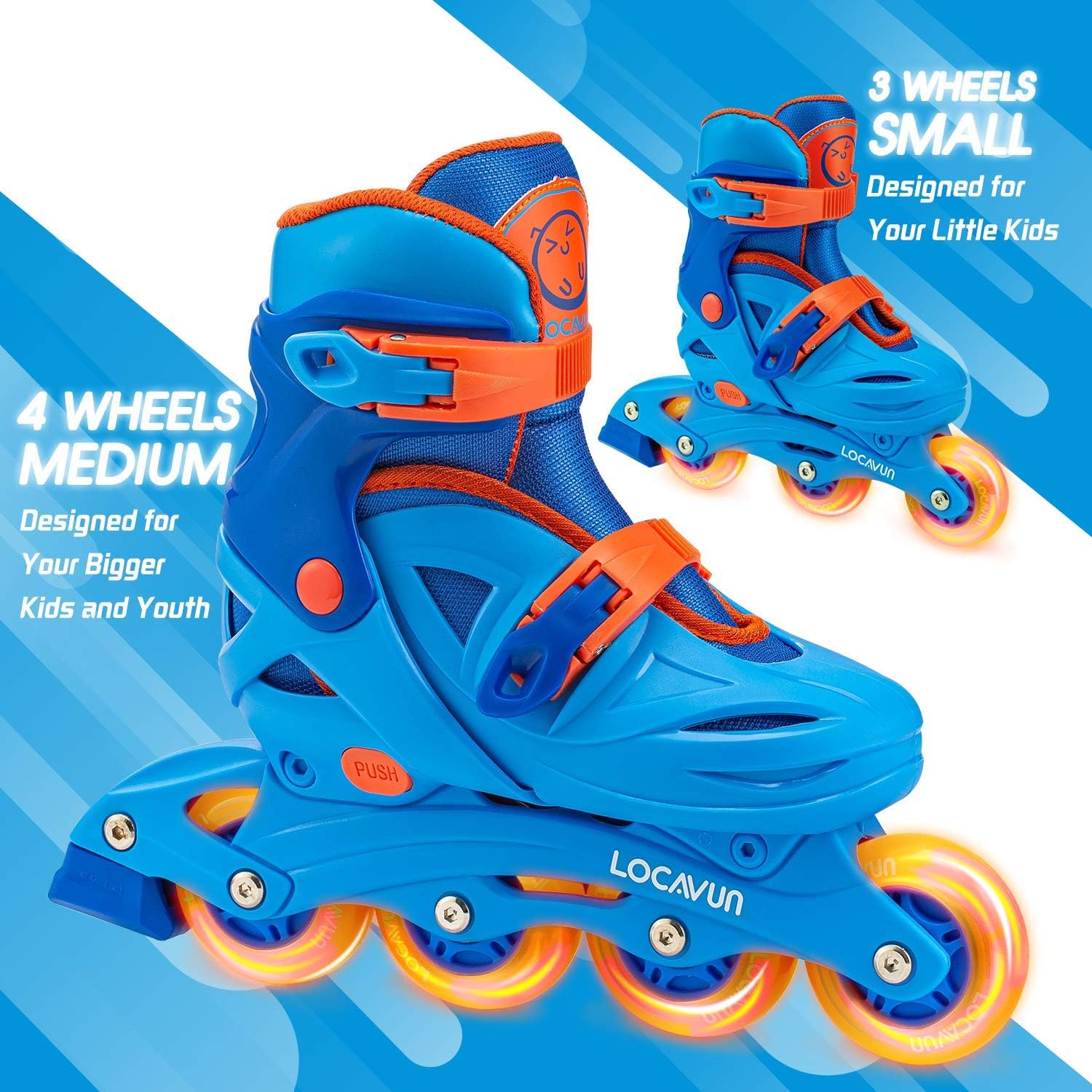 Locavun Adjustable Light up Inline Skates for Kids, Hard Shell Roller Blades for Girls and Boys : Sports & Outdoors