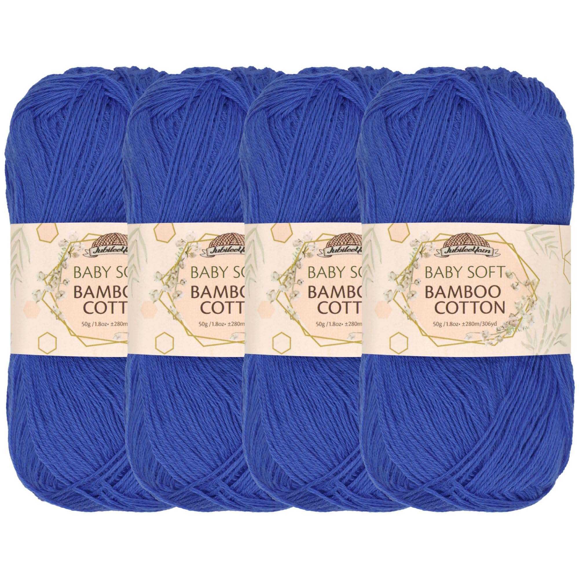 JubileeYarn Baby Soft Bamboo Cotton Yarn - 50g/Skein - Dynasty Blue - 4 Skeins — image 1