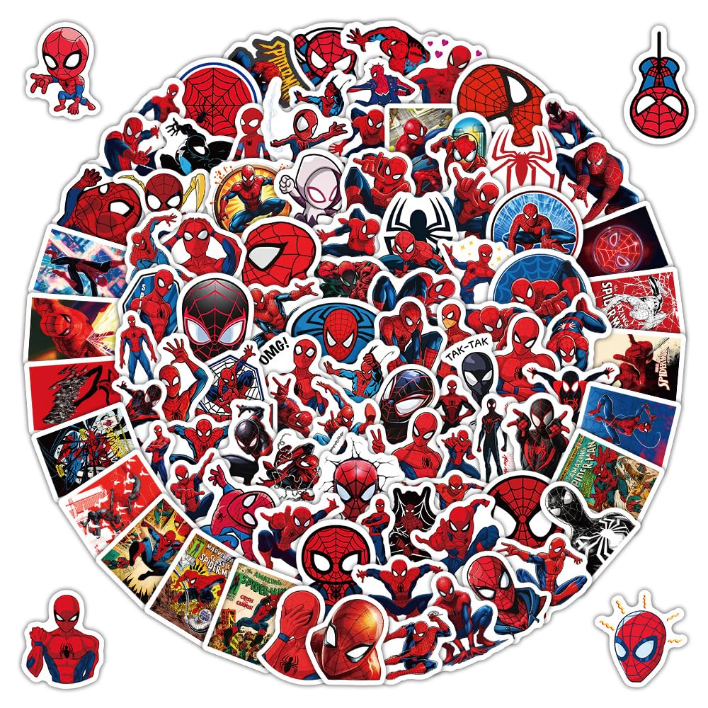 108 Pcs Cute Spider Stickers Bulk, Cartoon Party Stickers for Water Bottle Laptop Party Supplies Travel Case Phone