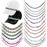 Geyoga 20 Pcs Trucker Hat Chains Bill Decoration Hat Charms Detachable DIY Metal Chains for Women Man Decorating Supplies(Multicolor,Bead)