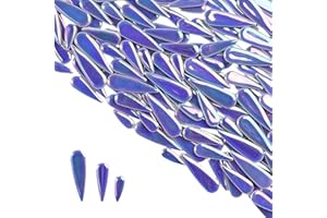 BTMIEY 1.1LB Water Drop Petal Leaves Ceramic Mosaic Tiles for DIY Crafts,Teardrop Shaped Ceramic Mosaic Pieces for Photo Frames,Cups,Flower Pots,Fish Tank,Vases,Make Stepping Stones (Iridescent Navy Blue)