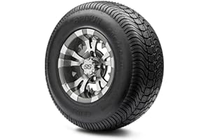 GOLF CART KING MODZ® Vampire Gunmetal 10" Golf Cart Wheels and Arisun Cruze (205/65-10) DOT Low Profile Golf Cart Tires Combo - Set of 4