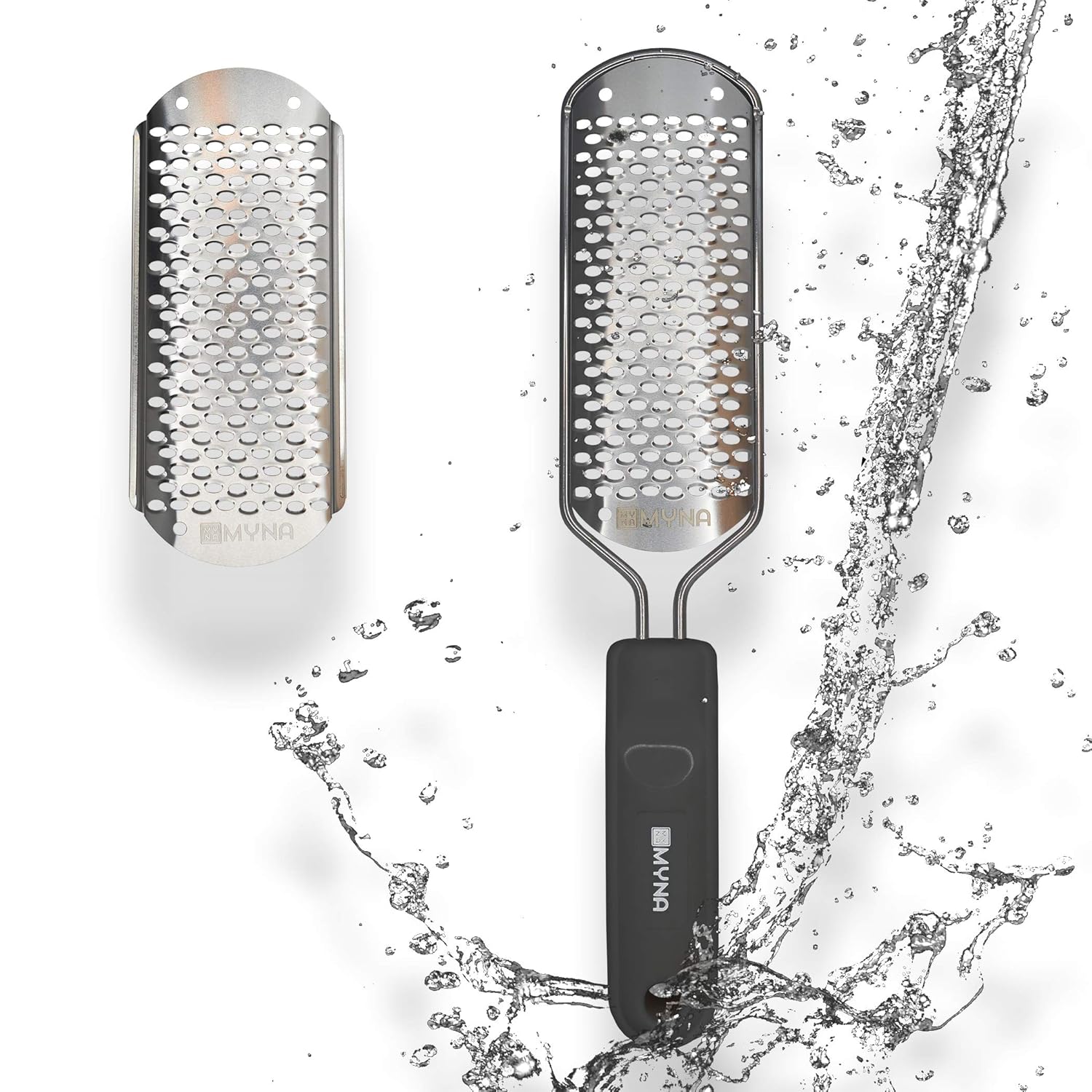 Stainless Steel Callus Remover Foot File Colossal Foot Scraper Foot Scrubber for pedicure kit professional Foot spa and Dead Skin Cracked Skin Corns Removal with Extra Blade Replacement - MyNa (Black) : Beauty