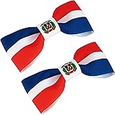 Dominican Republic Flag Hair Bows For Girls Babies Toddlers 3.5 Inch Acessories With Clips Traditional For School Event Travel