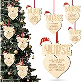 Vercraft 10 Pcs Christmas Nurse Appreciation Gifts Wooden Nurse Ornaments with Santa Hat Practitioner Gifts Thank You Favors for Doctor Physician Medical Assistant Nursing School