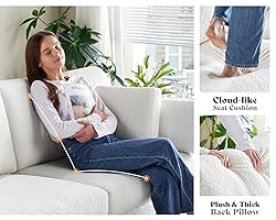 AMERLIFE Sofa, 86 Inch Modern Couch with 4 Throw