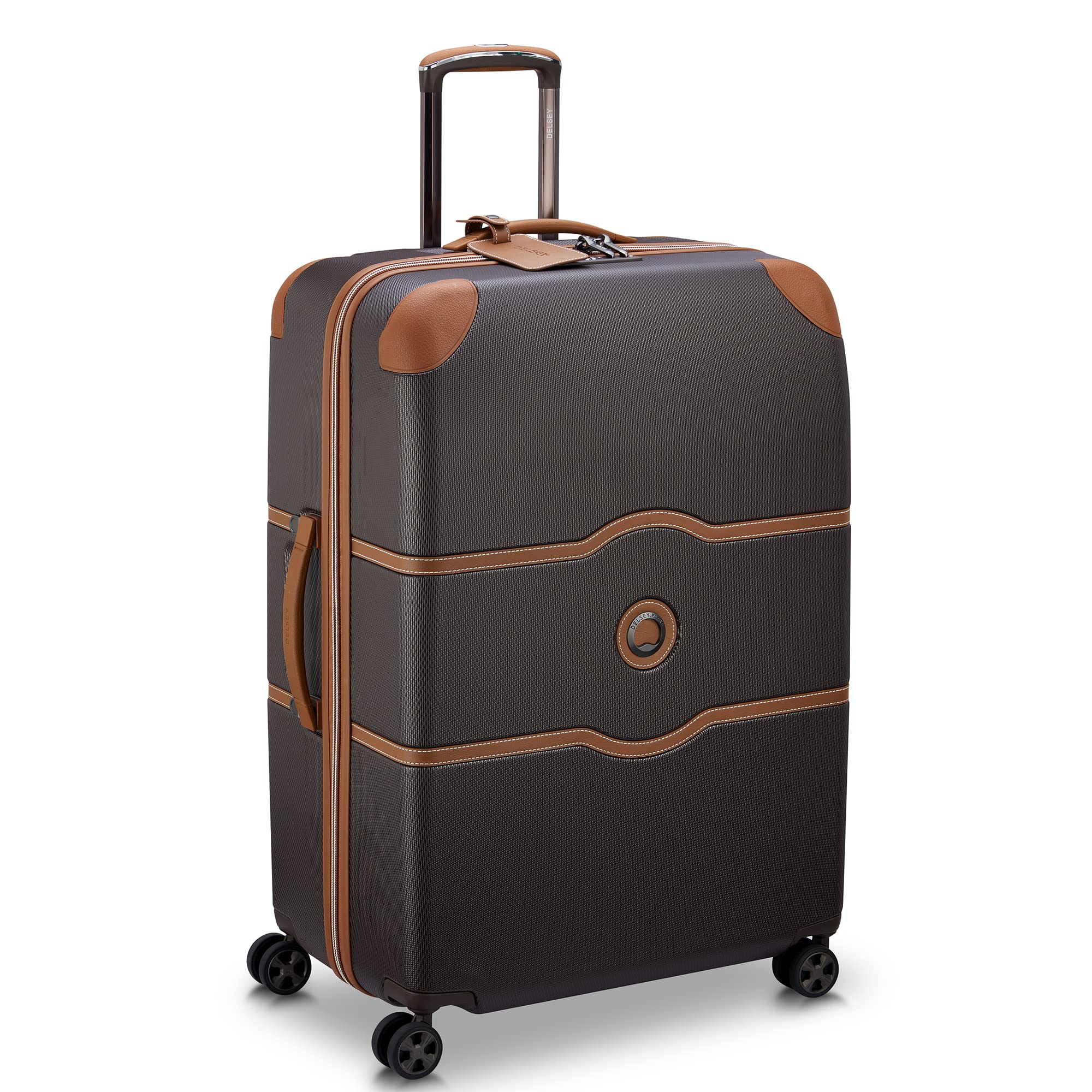 DELSEY PARIS Chatelet Air 2.0 Hardside Luggage with Spinner Wheels, Chocolate Brown, Checked-Large 28 Inch