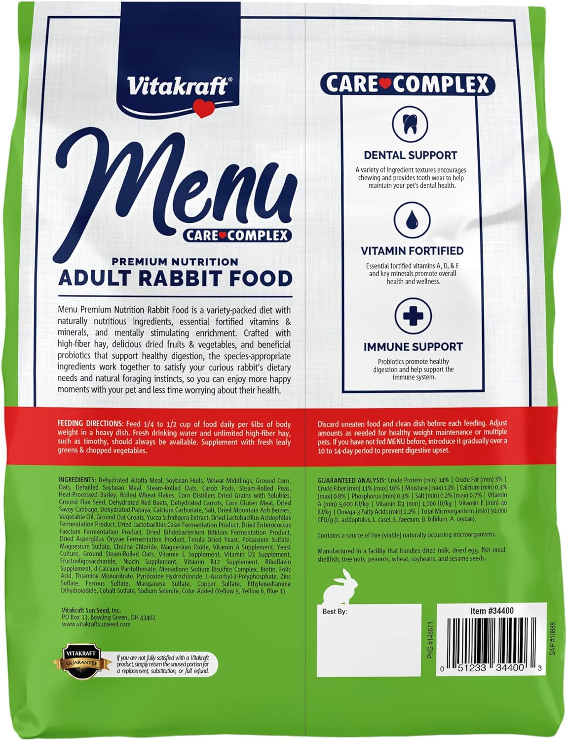 Vitakraft Menu Vitamin Fortified Pet Rabbit Food, 5 Lb.: Pet Supplies