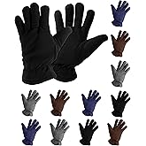 12 Pair Winter Fleece Gloves Mens Thermal Soft Warm Cozy Cold Weather Outdoor Sports