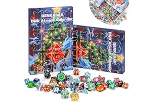 GENKASAR DND Dice Advent Calendar 2025, 24 Days Christmas Countdown Gift with Dice Set for Men Boys, D&D Dice Advent Calendar Set, Suitable for RPG for MTG, Role Playing Table Game Lover Adults Teens