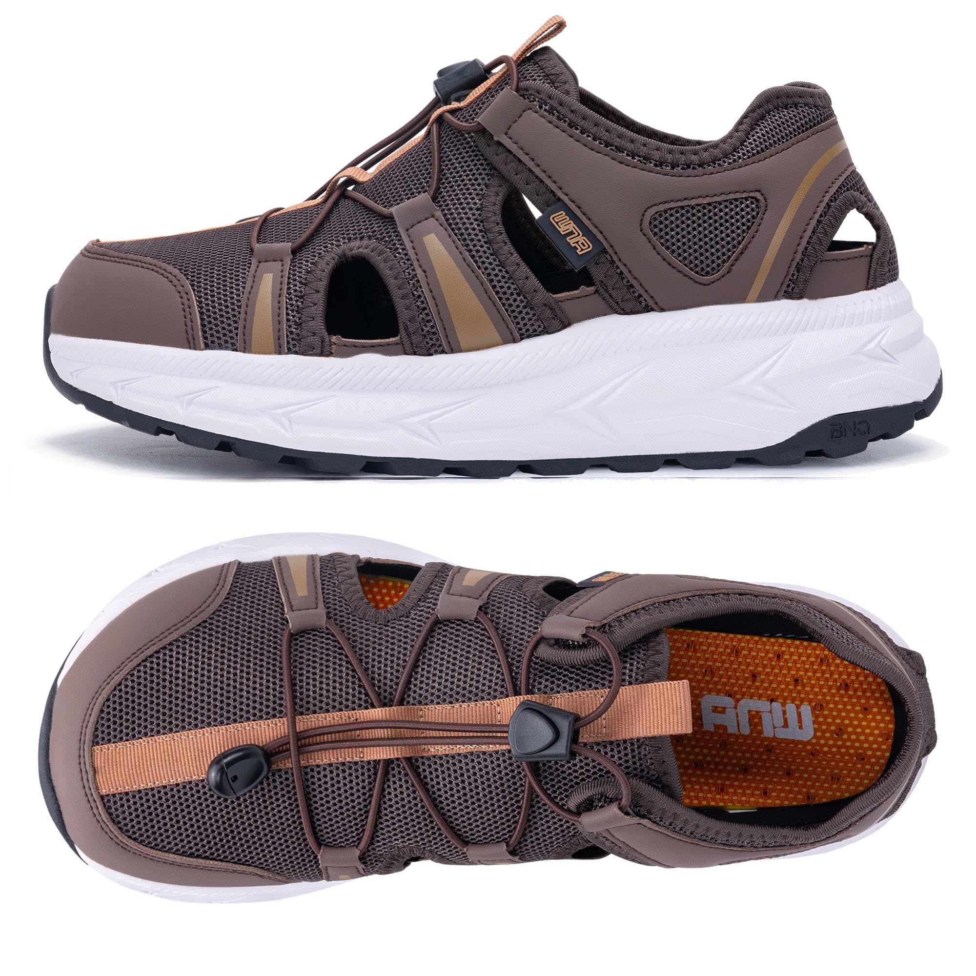 Photo 1 of AHUSIR Mens Closed Toe Wide Width Hiking Sandals Summer Walking Water Shoes Comfortable Recovery Fisherman Sport Sandals Size 11.5 DarkBrown