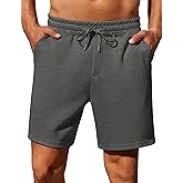 PINSPARK Mens Lounge Sweat Shorts, 7" Casual Elastic Waist Gym Workout Shorts with Drawstring