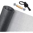 Senneny 48" x 117" Adjustable Window Screens with Rolling Tool and Screen Retainer Spline, DIY Custom Fiberglass Screen Mesh, Window Screen Replacement for Windows Doors and Patio Screens, Gray