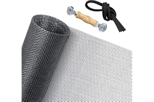 Senneny 39" x 118" Adjustable Window Screens with Rolling Tool and Screen Retainer Spline, DIY Custom Fiberglass Screen Mesh, Window Screen Replacement for Windows Doors and Patio Screens, Gray