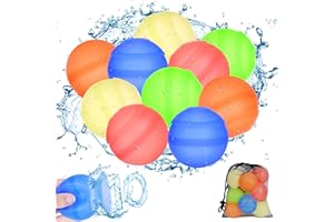 OFUN 10Pcs Reusable Water Balloons, Water Ball for Beach Toys, Summer Toys, Easy Quick Fill & Self-Sealing Water Bombs, Soft Silicone Water Splash Ball, Best Gift for Kids