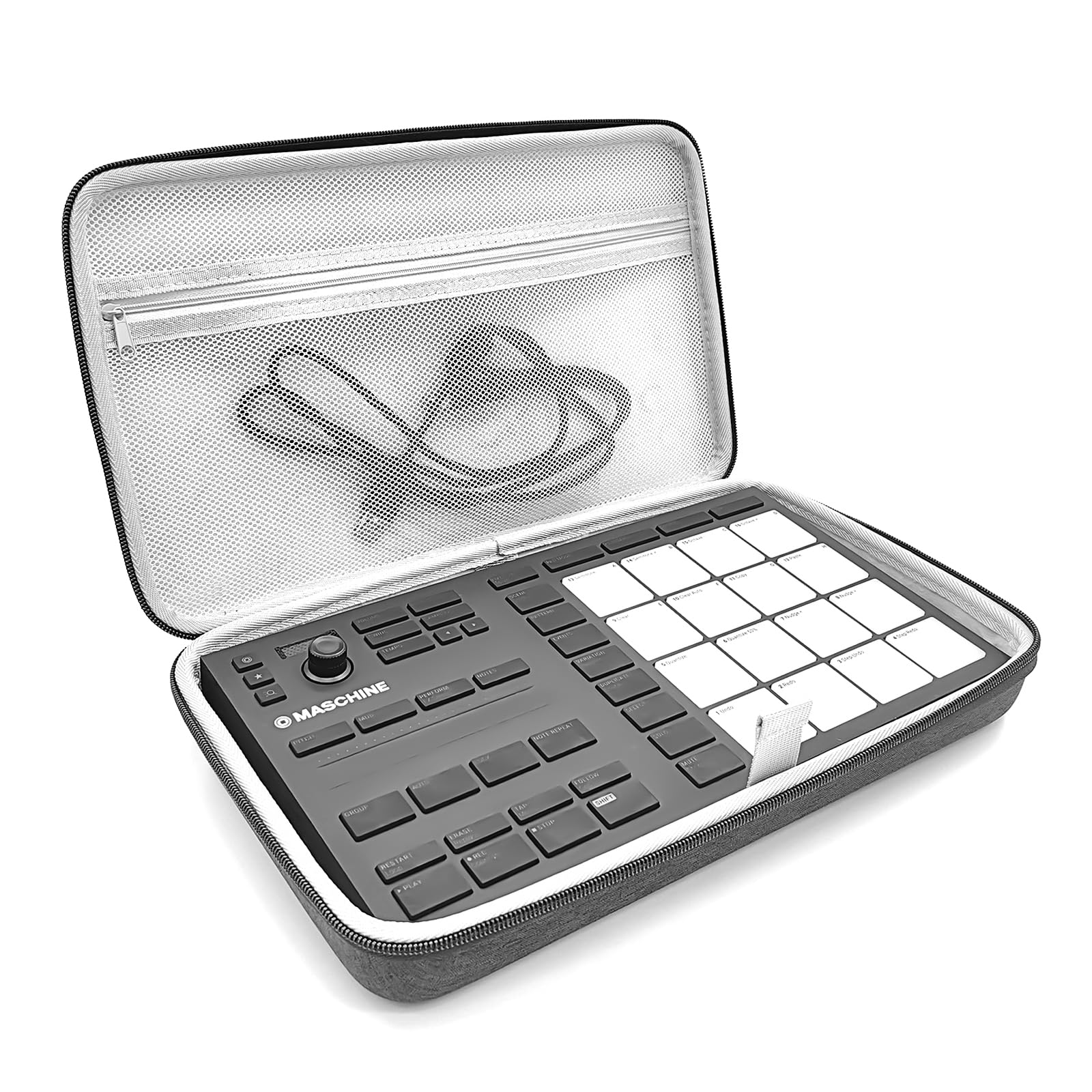 Musiin Premium Velvet Hardshell Travel Case Compatible with Native Instruments Maschine Mikro MK3 case Drum Controller Analog Device Cover (Grey)