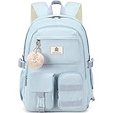 Hidds School Backpack for Teens Girls Women 15.6 Inch Laptop College Backpacks Corduroy Kids Bookbag Students Travel Daypack Womens (Blue)