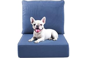 PPorfamilia Outdoor Chair Cushions, 6 Inch Thick Patio Seat & Back Cushions Set with Removable Cover, Waterproof Patio Cushions for Outdoor Furniture, 22 x 24 Inch, Navy Blue 1-Set