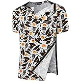 KGGEOO Men’s Post Shoulder Surgery Recovery Shirt Tear Away Short Sleeve Rotator Cuff Full Side Snap Adaptive Chemo Clothing