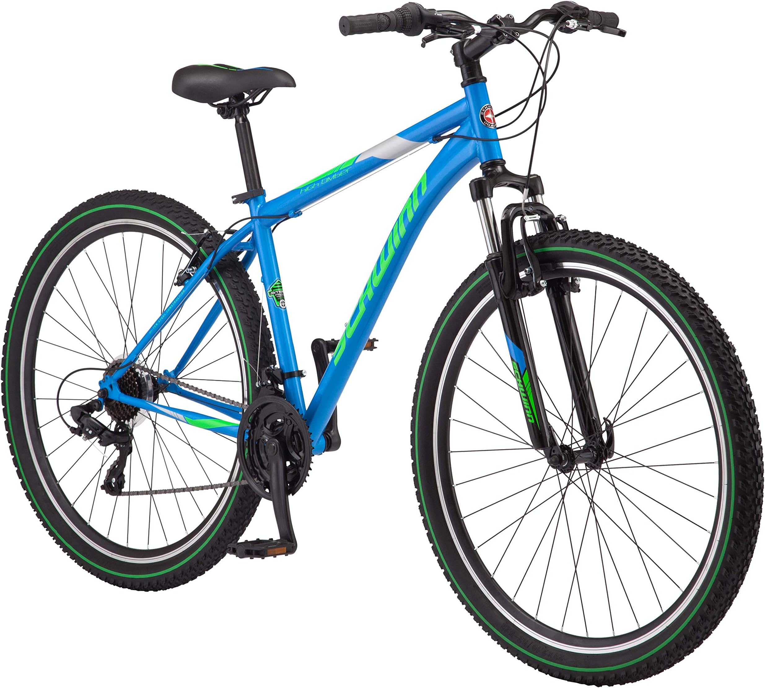 SchwinnHigh Timber Mountain Bike for Adult Youth Men Women Boys Girls, 24 to 29-Inch Wheels, 7 or 21-Speeds, Front Suspension, Aluminum and Steel Frame Options