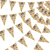 Funrous 49 ft Pirate Banner Flag Skull Pirate Birthday Party Decorations | Jolly Roger Banner, Ship Triangle Pennant Bunting Hanging Flags for Treasure Hunt Party, Halloween Indoor Outdoor Supplies