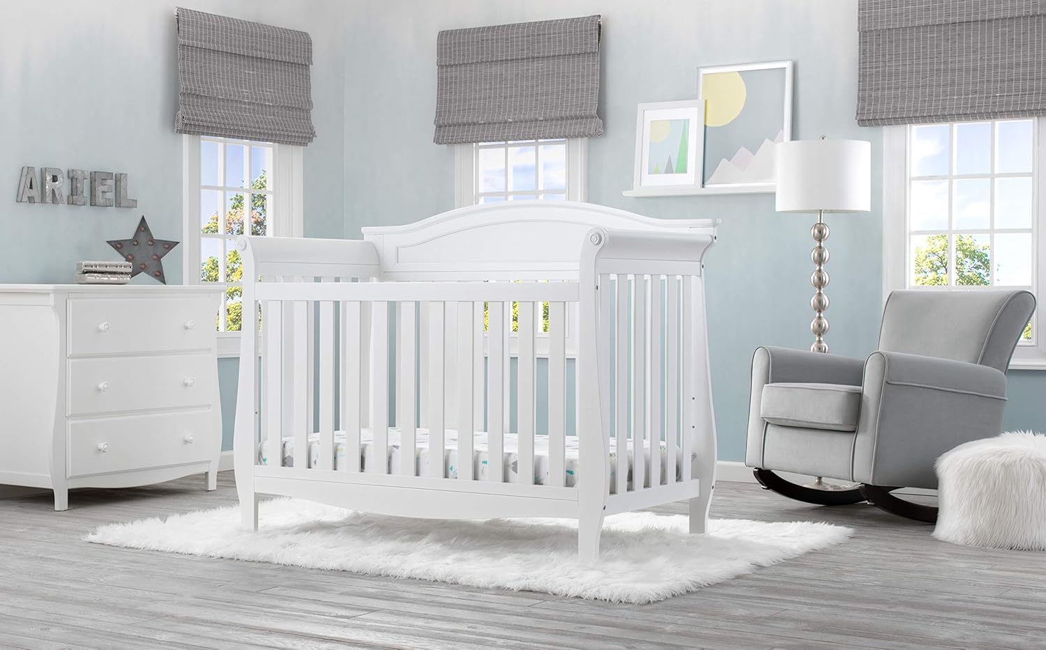 Delta Children Lancaster 4in1 Convertible Baby Crib, Bianca White