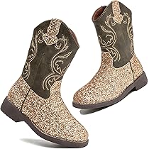 COWAWA (GOLD GLITTER) ZIMOMO KATT 2個セット Amazon.com: DADAWEN Kids Glitter Square Toe Cowgirl Boots