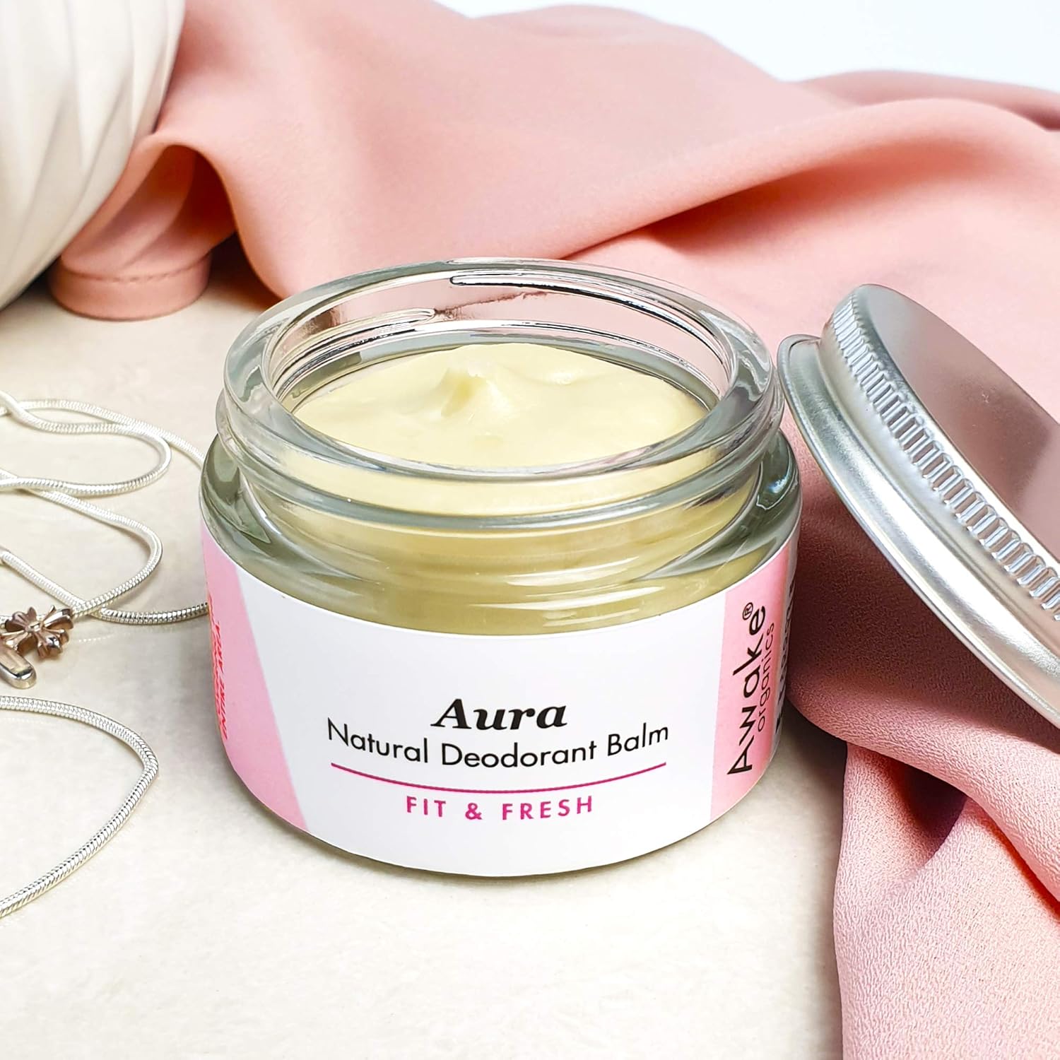 Natural Deodorant - Aluminium Free - Plastic Free - Certified Cruelty Free - By Awake Organics (Aura (Glass Jar)) - Image 3