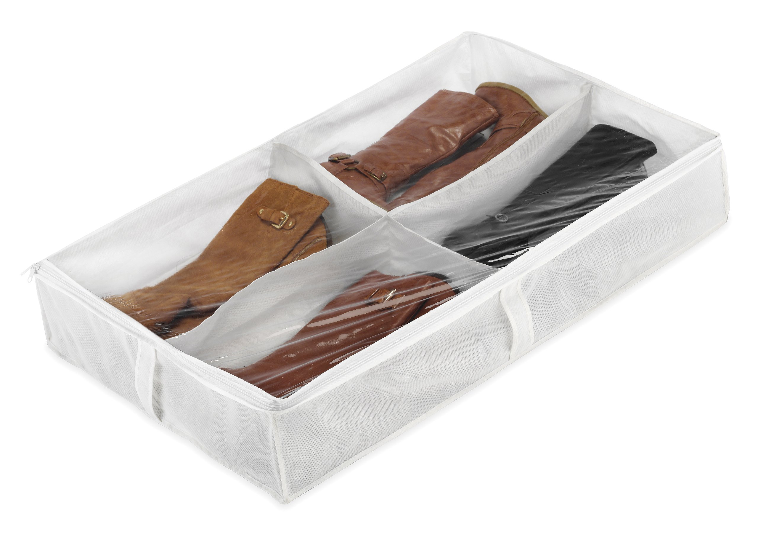Whitmor Underbed Boot Bag, 4 Section, White