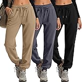 JoyMotion 3 Pack Women's Lounge Joggers Yoga High Waisted Drawstring Sweatpants Comfy Workout Loose Casual Pants with Pockets
