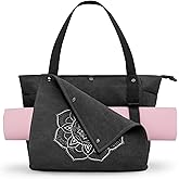 Gonex Yoga Mat Bag, Yoga Gym Bag Tote Bag with Multi Pockets For Women Men, Canvas Yoga Mat Carrier Take in Out Mat Easily For Pilates Travel Workout Office