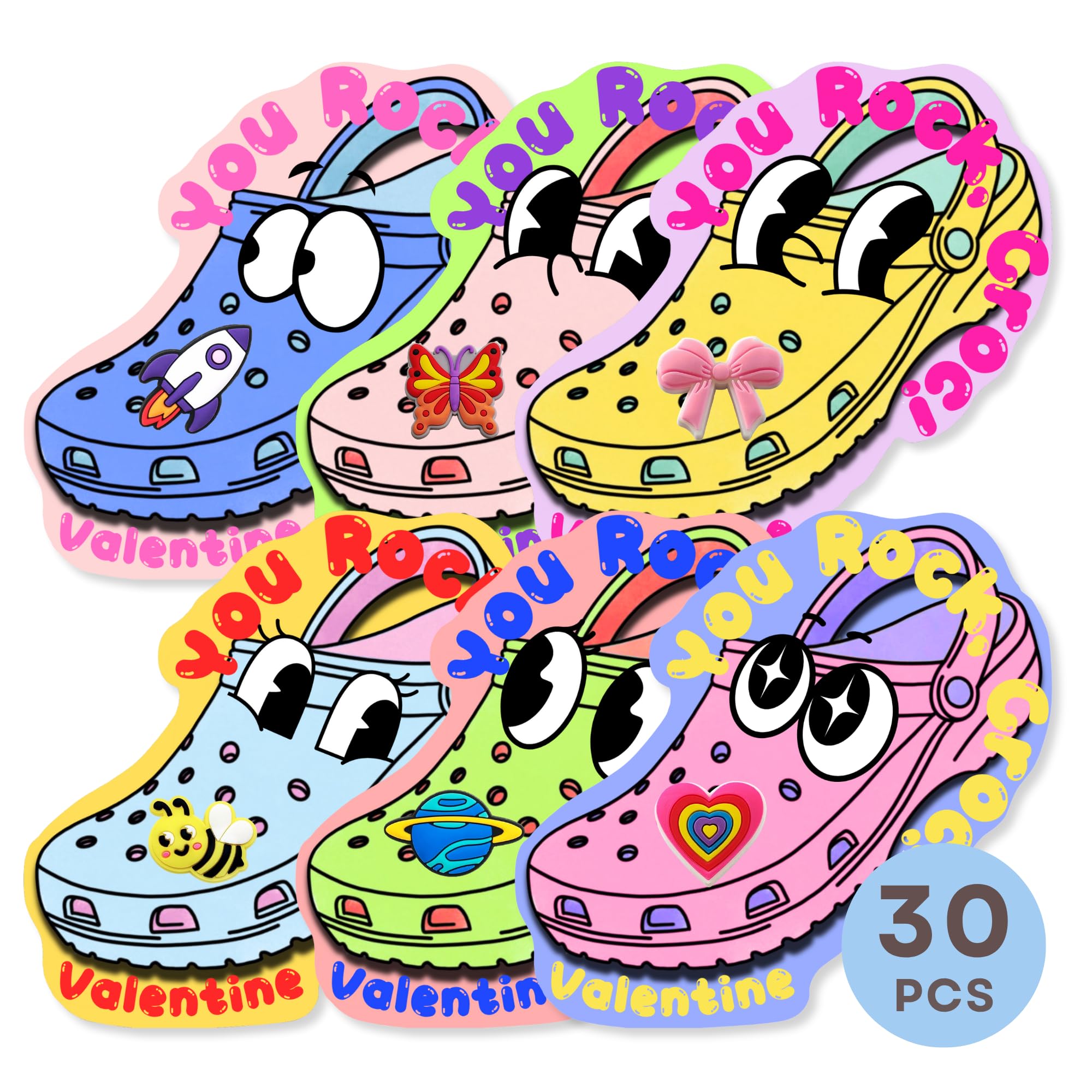 Photo 1 of *MISSING PARTS*
Poatel Valentines Day Cards for Kids School, 30 Kids Valentine Cards with 48 Cute Shoe Charms, Valentines Exchange Cards for School Classroom