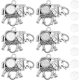 10pcs Antique Silver Elephant Pendant Trays Alloy Elephant Charms Blank Bezel with 10pcs Clear Glass Cabochons Dome Tiles Memorial Photo Charms for Cameo Pendants Jewelry Making Decor