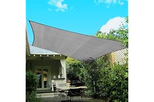 FLY HAWK Rectangle Patio Sun Shade Sail Canopy, 8' x 10' Patio Sunshade Cover Canopy - Durable Fabric Cloth for Outdoor Garden Yard Pond Pergola Sandbox Deck Courtyard - Gray Color (8' x 10' Gray)