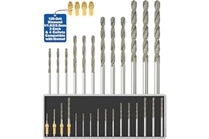 Sworker Diamond Drill Bits 1mm 1.5mm 2mm 2.5mm 3 Each 120-Grit 12Pcs with 4 Collets Compatible with Dremel Rotary Tool for Sea Glass Stone Shells Jewelry Making Porcelain Ceramic Gems