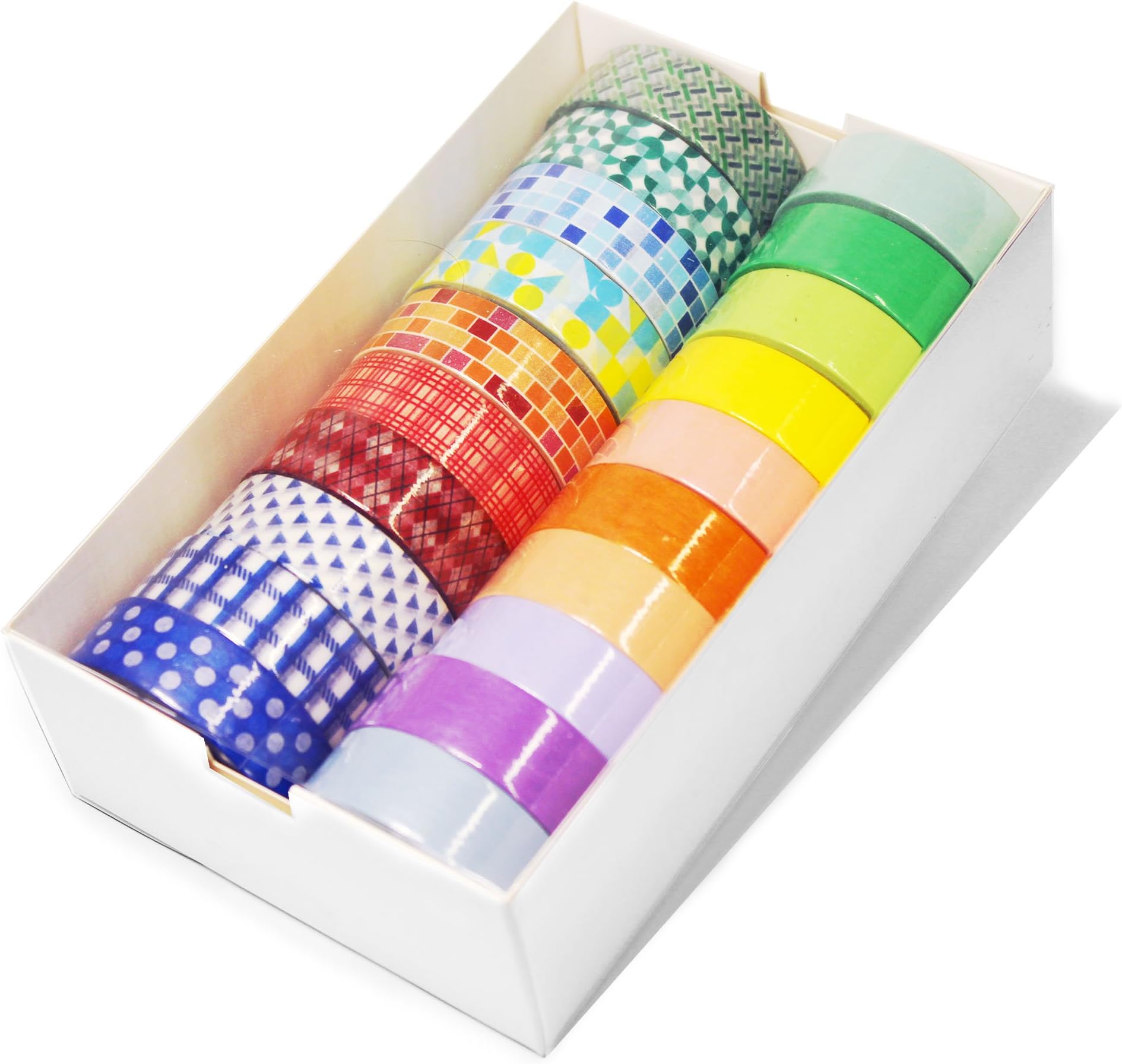 up - Pantone Washi Tape Value Bundle Set with 10 Rolls of Solid Color and 10 Rolls of Assorted Patterns Decorative Masking Washi Tapes