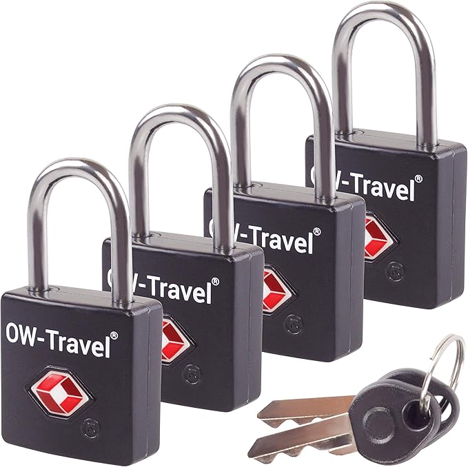 TSA Approved Luggage Locks Padlocks (4 Pack) OWTravel Suitcase Locks