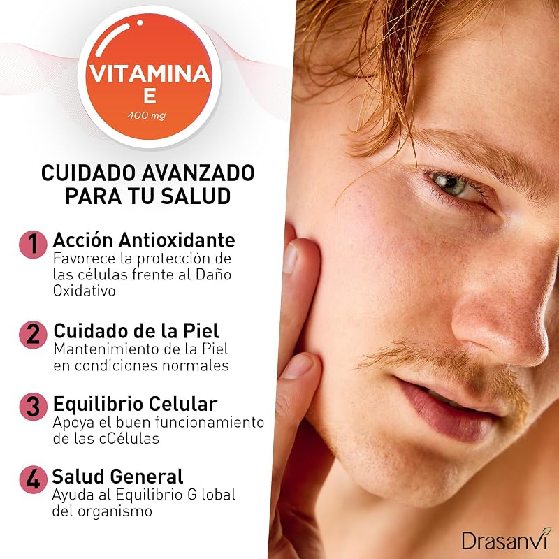 Drasanvi Vitamina E Natural 400mg de Alta Potência em 90 Softgels Sem Glúten