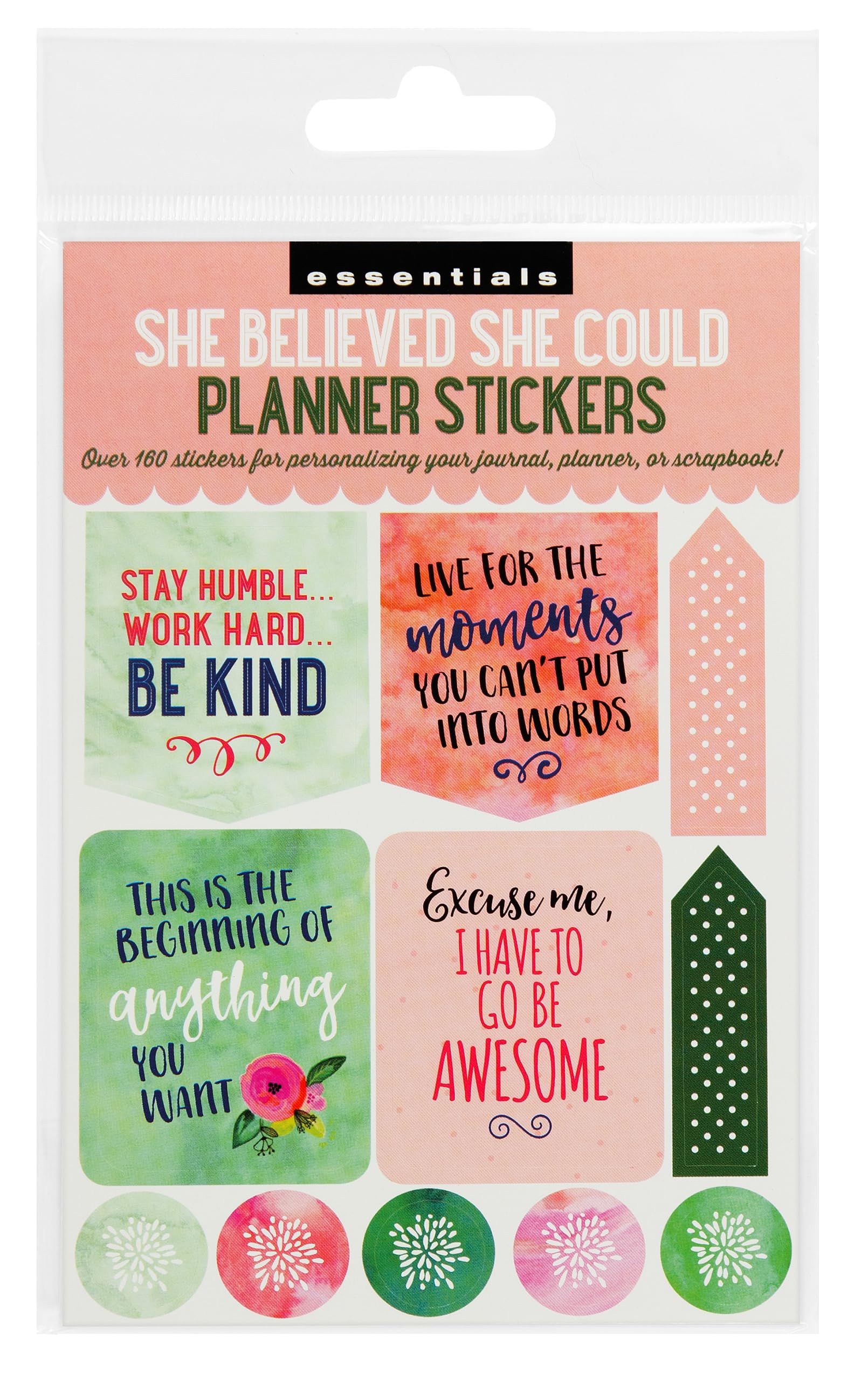 Essential 2019 Weekly Planner Stickers - She Believed She Could (Set of 160 Stickers)