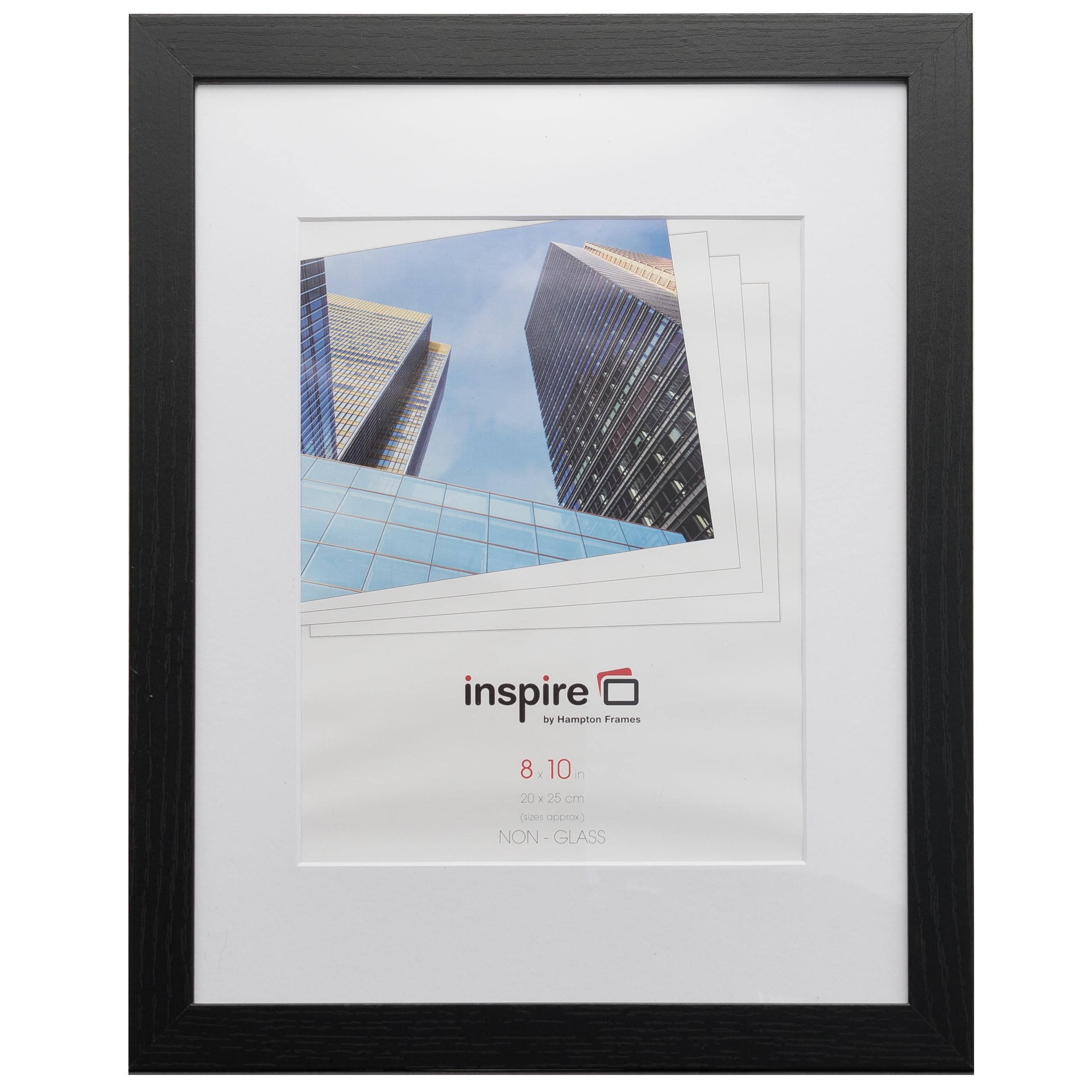 Hampton Frames | Poster Frame | 8x10 (20x25cm), Black, Rectangular | MDF Wood Effect, Acrylic Aperture, Easy Rear Loading | Wall Mount Display for Photos, Certificates
