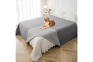 Tuffeel Waterproof Dog Blanket, 82x102 inches Pet Couch Covers for Sofa, Bed Furniture Protector from Dogs Washable and Reversible-Lightgrey+Darkgrey