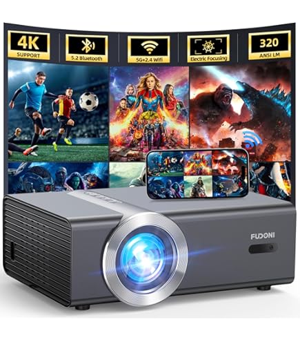 Mini Portable Projector, HY320 4K FHD 1080P Smart Projector Support 10000 Lumens with WiFi 6, BT 5.0, Automatic keystone, 180 Degree Rotation, Built-in Android 11.0