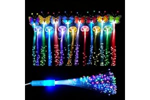 NOVEMBER SPRING 60 PCS Fiber Optic Wand, Glow Fiber Optic Wands, Glow in The Dark Party Supplies, Glow in the Dark Hair Accessories, Light up party Favors for Wedding, Neon Party, Halloween,Bar DJ