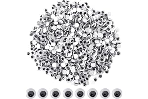 UPINS 1000 Pieces Wiggle Eyes, Self Adhesive Craft Sticker Eyes Black White Googly Eyes for DIY Crafts Decoration (8 mm)