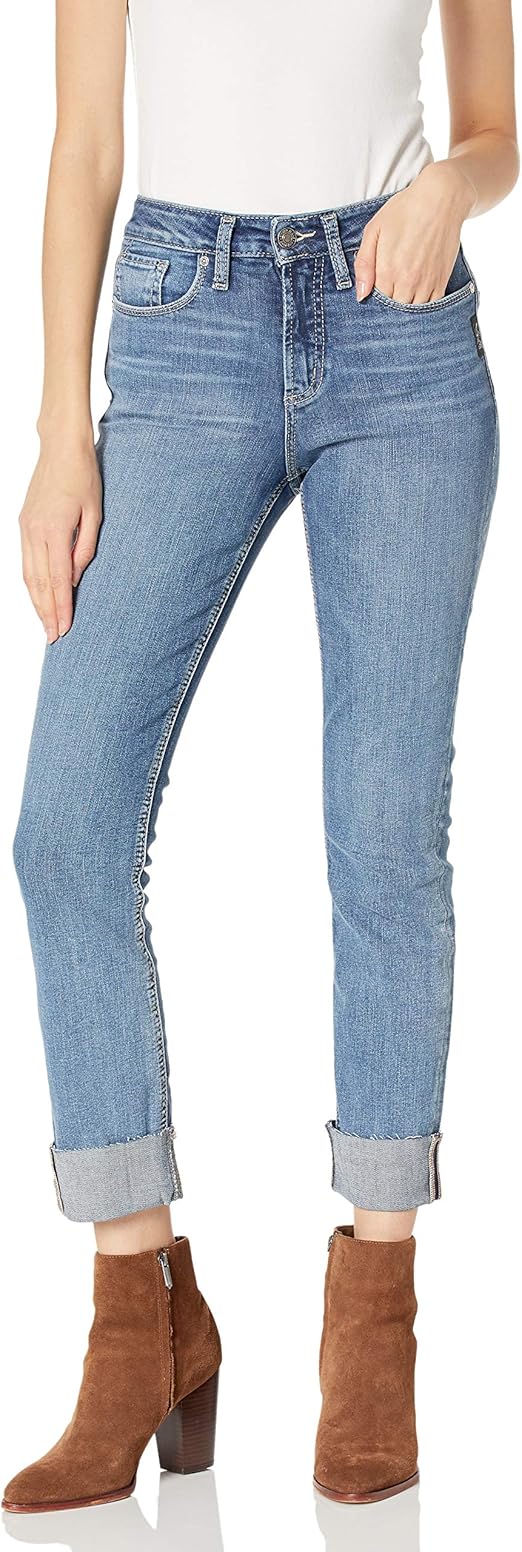 Silver Jeans Women's Avery Curvy Fit High Rise Straight Leg Jeans