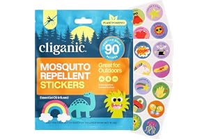 Cliganic Mosquito Repellent Stickers for Kids (90 Pack) - Positive Vibes Patches, Natural DEET-Free, Essential Oil Infused, Insect Repelling Garments