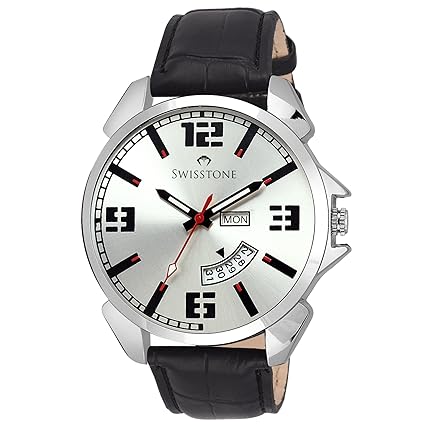 Swisstone Analogue Silver Dial Mens & Boys Watch - Sw-Wt95-Slv-Blk