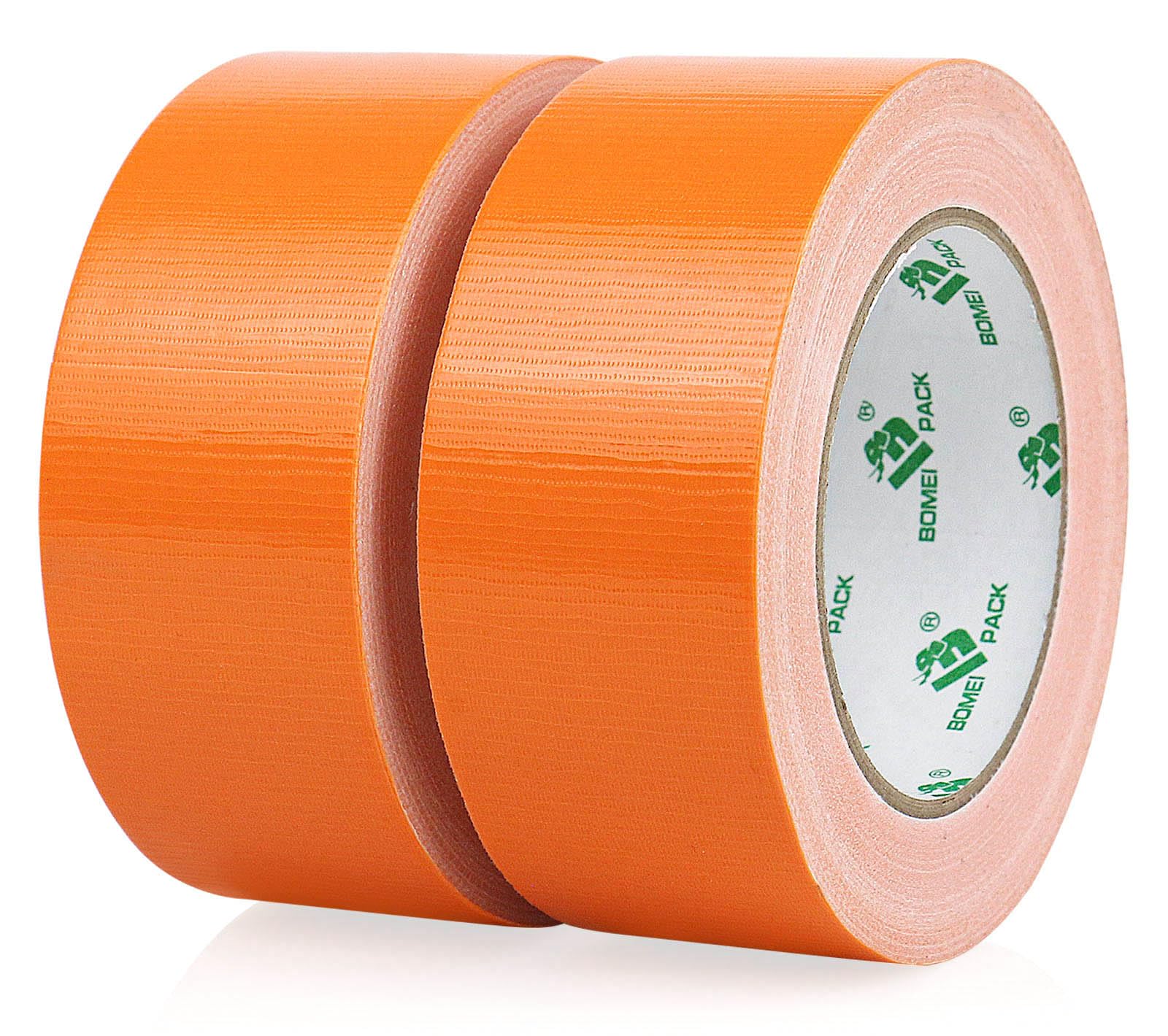 BOMEI PACK 2 Packs Orange Duct Tape 230mic thickness Reinforced Cloth Gaffer Tape 48mm x 30Y Waterproof for Pipeline ducts Fixing Repairing,Heavy duty Sealing,Bundling,Strapping,labeling